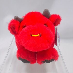 SWIBCO Puffkins Plush Toy Vintage Red Bull Bruno # 6651 DOB 2-17-98 TAGS